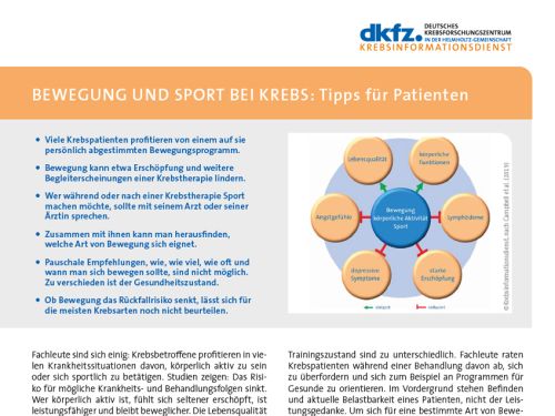 Informationsblatt "Sport und Bewegung bei Krebs: Tipps für Patienten" © Krebsinformationsdienst, DKFZ