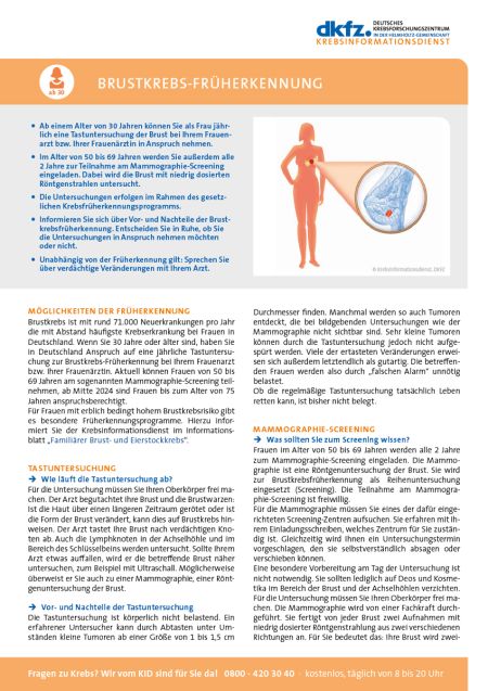 Informationsblatt "Brustkrebs-Früherkennung" © Krebsinformationsdienst, DKFZ