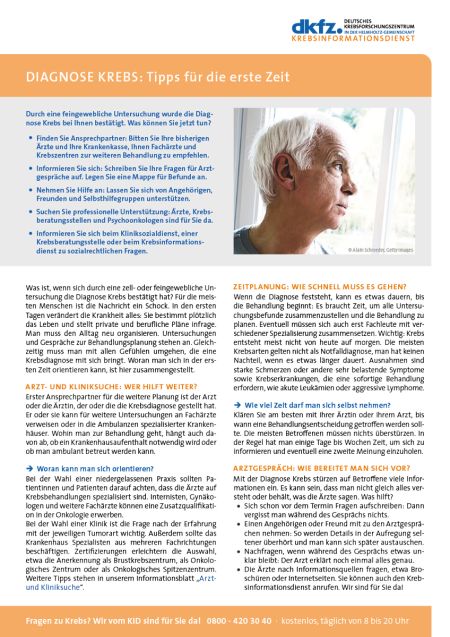 Informationsblatt "Diagnose Krebs: Tipps für die erste Zeit" © Krebsinformationsdienst, DKFZ