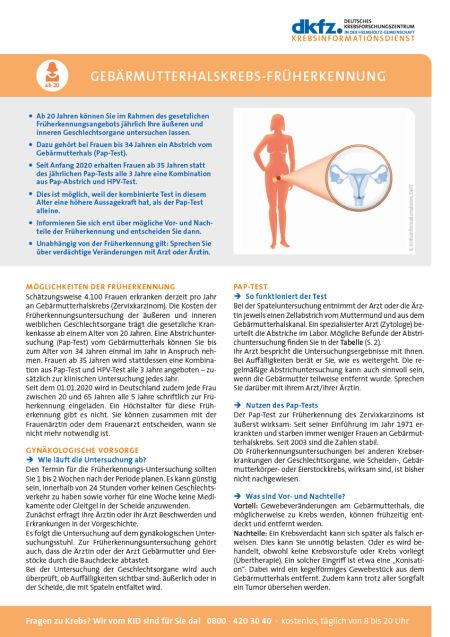 Informationsblatt "Gebärmutterhalskrebs-Früherkennung" © Krebsinformationsdienst, DKFZ