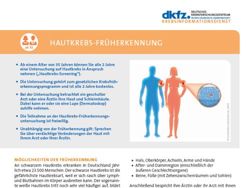 Informationsblatt "Hautkrebs-Früherkennung" © Krebsinformationsdienst, DKFZ