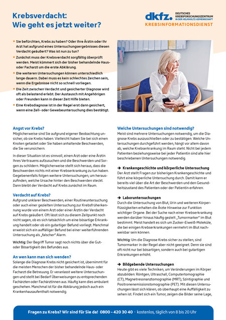 Informationsblatt "Krebsverdacht: Wie geht es jetzt weiter?" Informationsblatt "Krebsverdacht: Wie geht es jetzt weiter?"