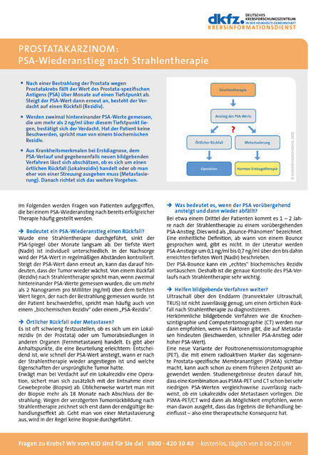 Informationsblatt "Prostatakarzinom: PSA-Wiederanstieg nach Strahlentherapie"