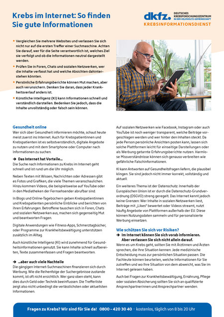 Informationsblatt "Krebs im Internet: Sicher surfen" Informationsblatt "Krebs im Internet: Sicher surfen"