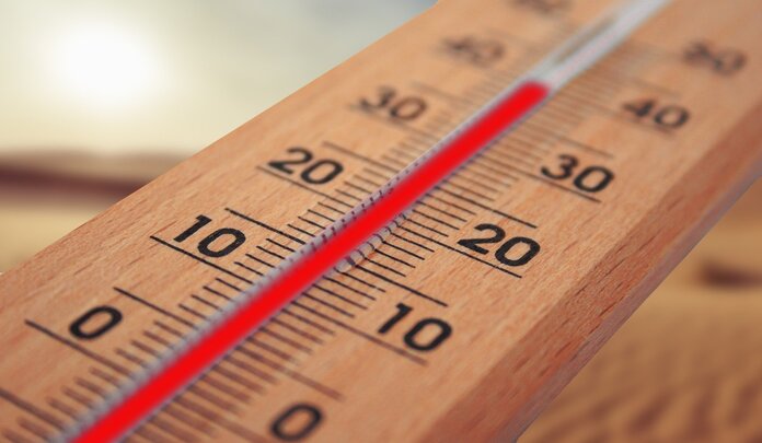 Ein Thermometer zeigt 40 Grad an.