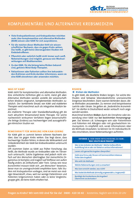 Informationsblatt "Komplementäre und alternative Krebsmedizin"