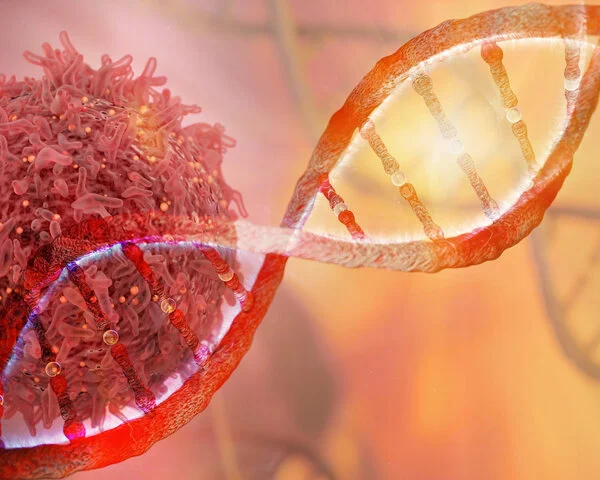 Krebzelle und DNA, © CIPhotos, Thinkstock Krebzelle und DNA