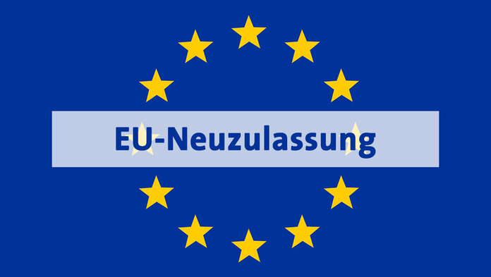 Europaflagge mit Schriftzug: EU-Neuzulassung