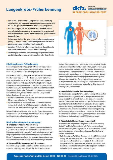 Informationsblatt "Lungenkrebs-Früherkennung: Bislang nicht in Deutschland" Informationsblatt "Lungenkrebs-Früherkennung: Bislang nicht in Deutschland"