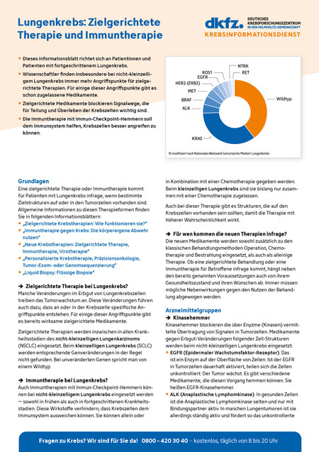 Informationsblatt "Lungenkrebs: Zielgerichtete Therapie und Immuntherapie" Informationsblatt "Lungenkrebs: Zielgerichtete Therapie und Immuntherapie"