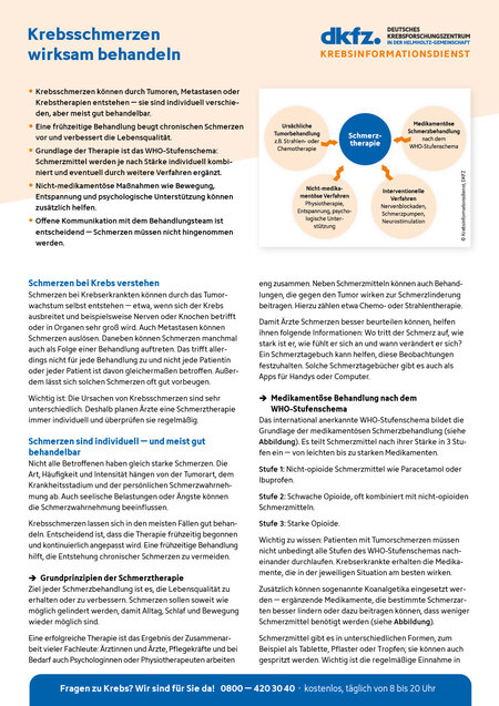 Informationsblatt "Krebsschmerzen wirksam behandeln" Informationsblatt "Krebsschmerzen wirksam behandeln"