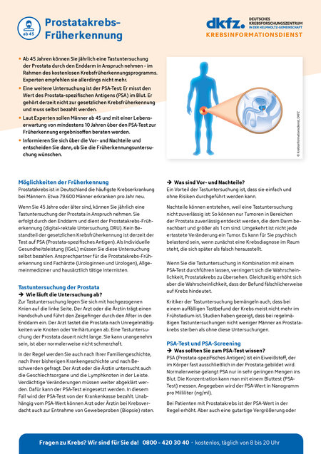 Informationsblatt "Prostatakrebs-Früherkennung" Informationsblatt "Prostatakrebs-Früherkennung"