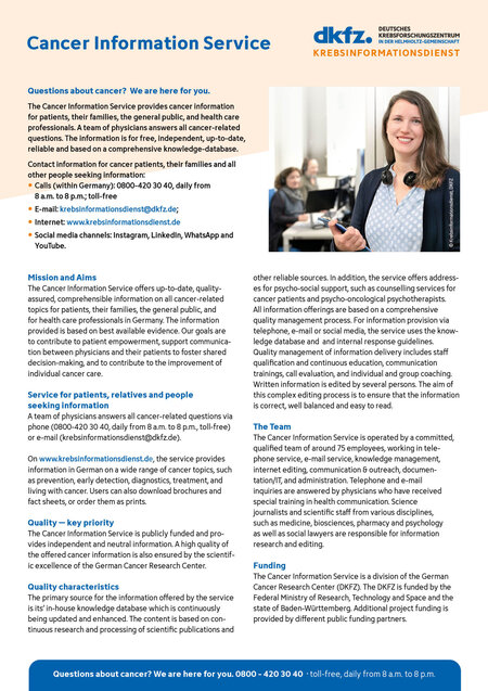 Brief profile of cancer information service Brief profile of cancer information service