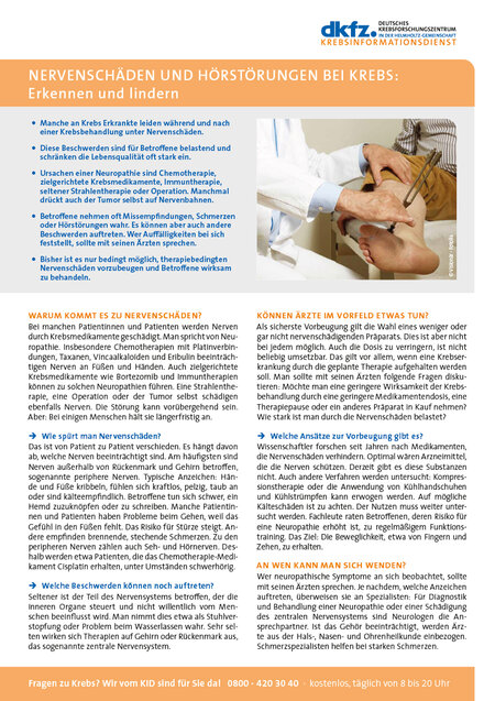 Informationsblatt "Nervenschäden und Hörstörungen bei Krebs: Erkennen und lindern"